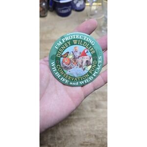 Disney I'm Protecting Wildlife Conservation Fund Green Pin Button 3" Animals